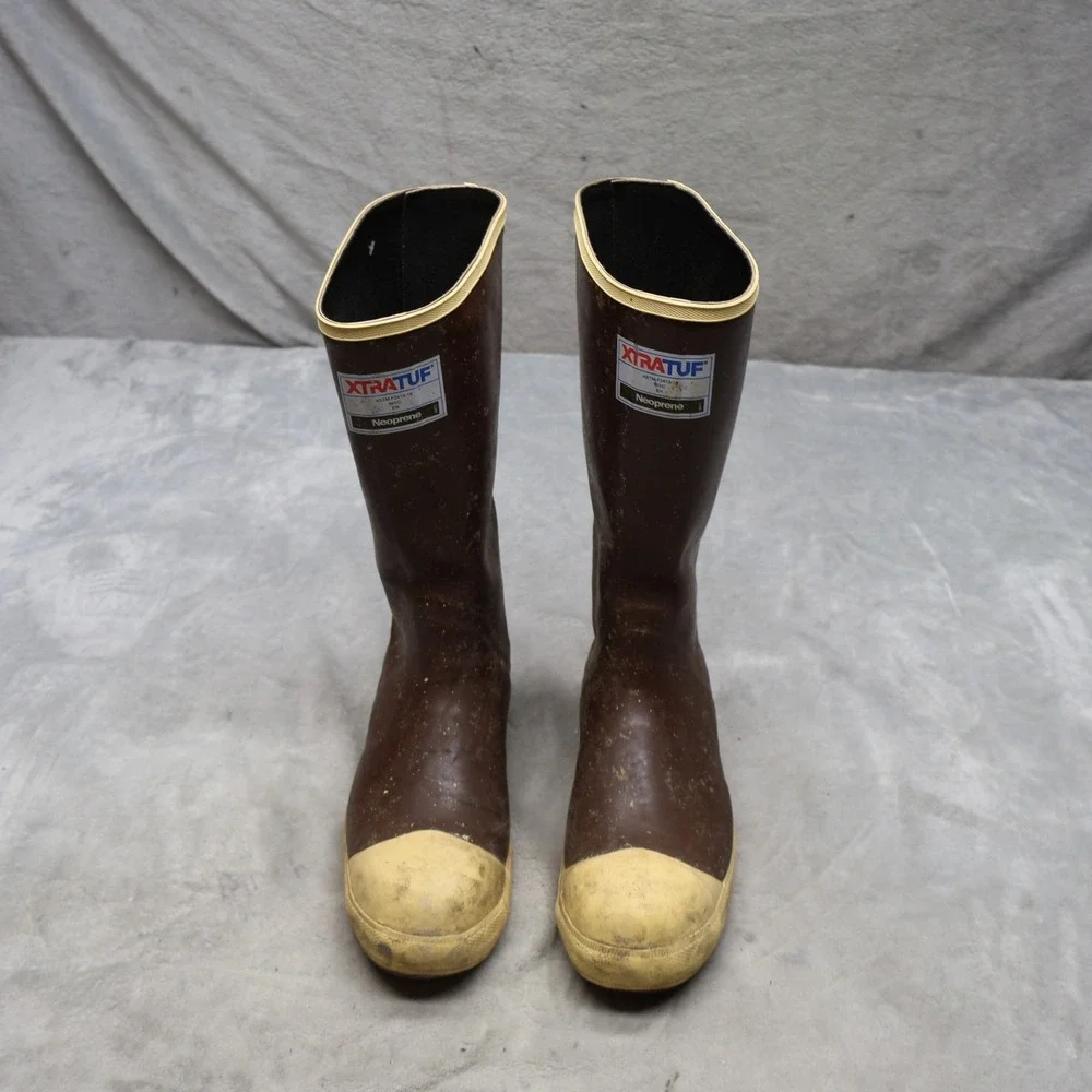 Xtratuf Mens 9 Rain Boots Brown Legacy Fishing Utility Slip Resistant Waterproof